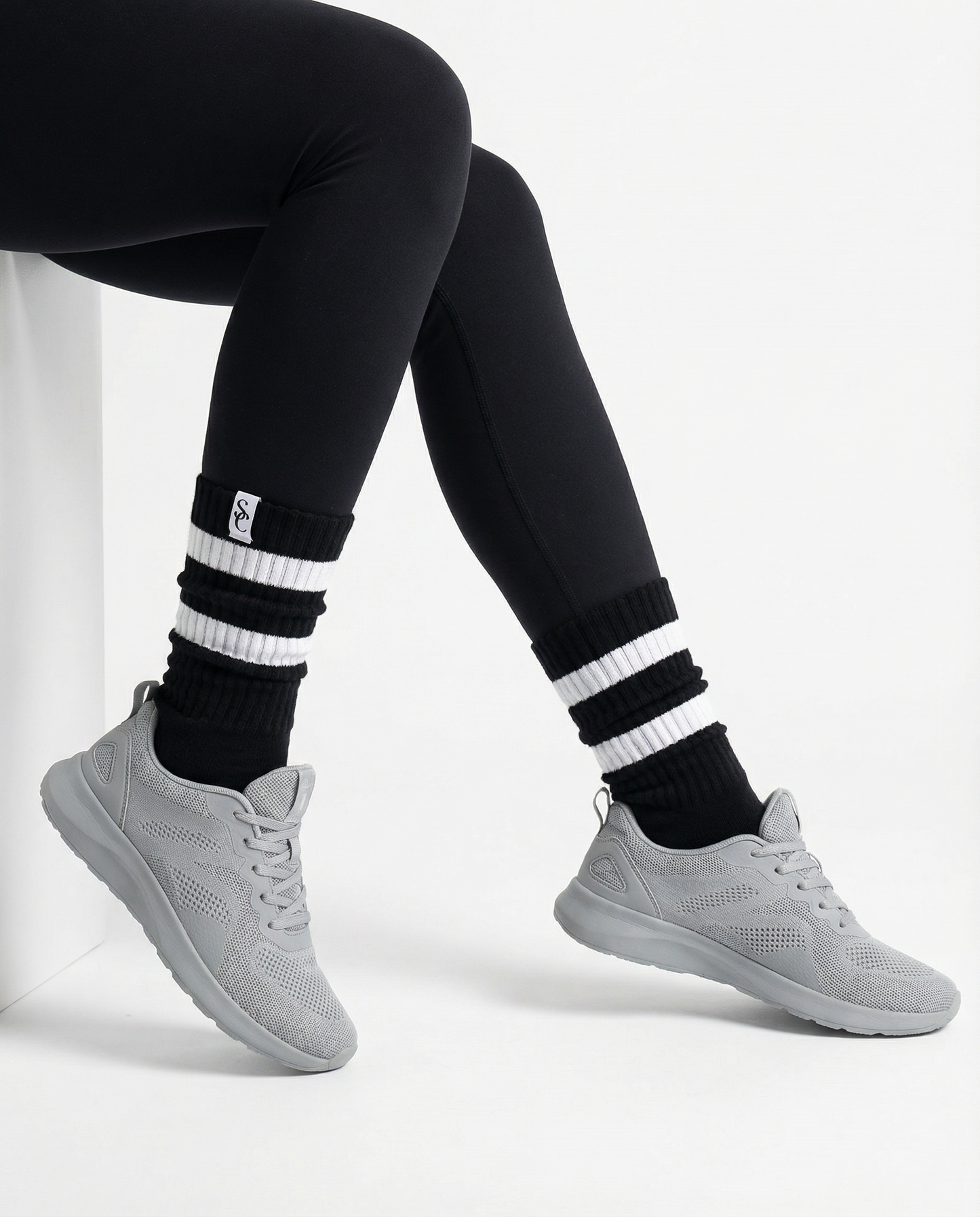 Black & White Slouch Socks