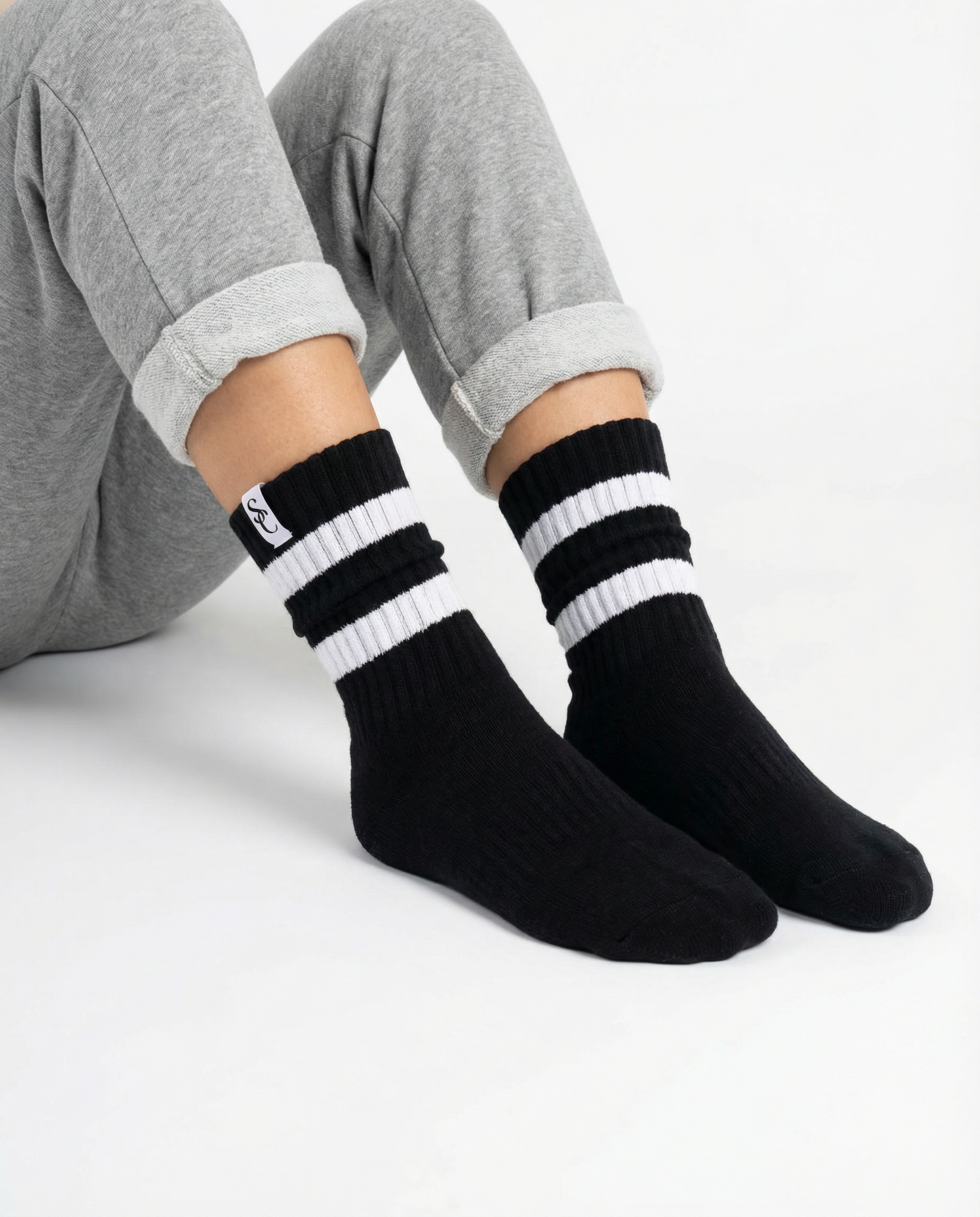 Black & White Slouch Socks